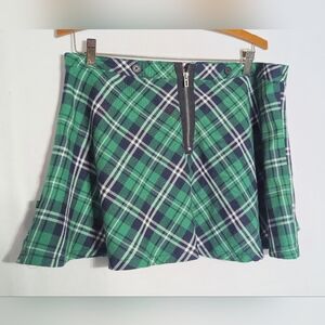 Royal Bones Punk Streetwear XL Green Plaid Women's Skirt